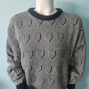 Vintage 90s optical illusion-style black white sweater Peter Werth England